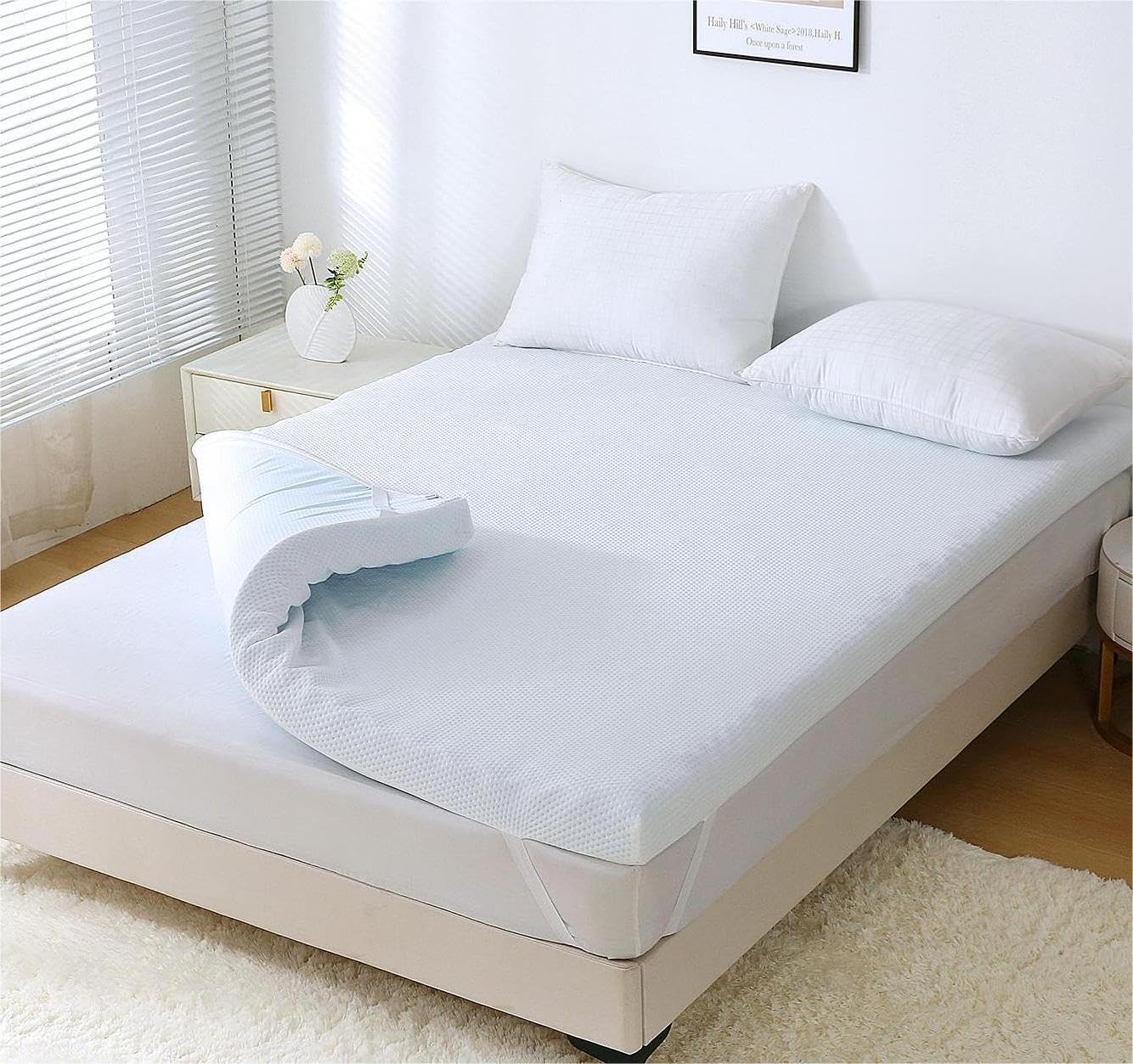 Muxhomo 2 Inch Full Size Mattress Topper, 7-Zone Gel Infused Mattress Topper, Egg Crate Foam Mattress, Certipur-Us Certified (54