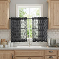 Kotile Black Lace Curtains 30 Inch Length 2 Panels Set, Country Rusitc Gothic Floral Short Lace Kitchen Window Curtains Over Sin