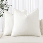 Miulee Linen Pillow Covers 16X16 Inch Cream White ?Decorative Boho Farmhouse? ?Neutral Throw Pillows Pack Of 2 Soft Accent Couch Pillowcases Spring Modern Home Decor For Sofa Cushion Livingroom Bed