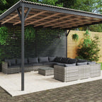 vidaXL Poly Rattan Patio Lounge Set with Cushions in Gray - Durable Weather-Resistant Material, Comfortable and Flexible Design for Outdoor Use - Easy Assembly