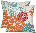 Orange And Red Floral Pillow Covers 20X20 Set Of 2 Outdoor Waterproof Decorative Throw Pillows Fall Pillow Covers Polyester Cush