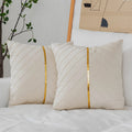 WACOMECO Velvet Throw Pillow Covers, Pack of 2 Soft Gold Decorative Cushion Covers for Couch Sofa Living Room Home Decoration, C
