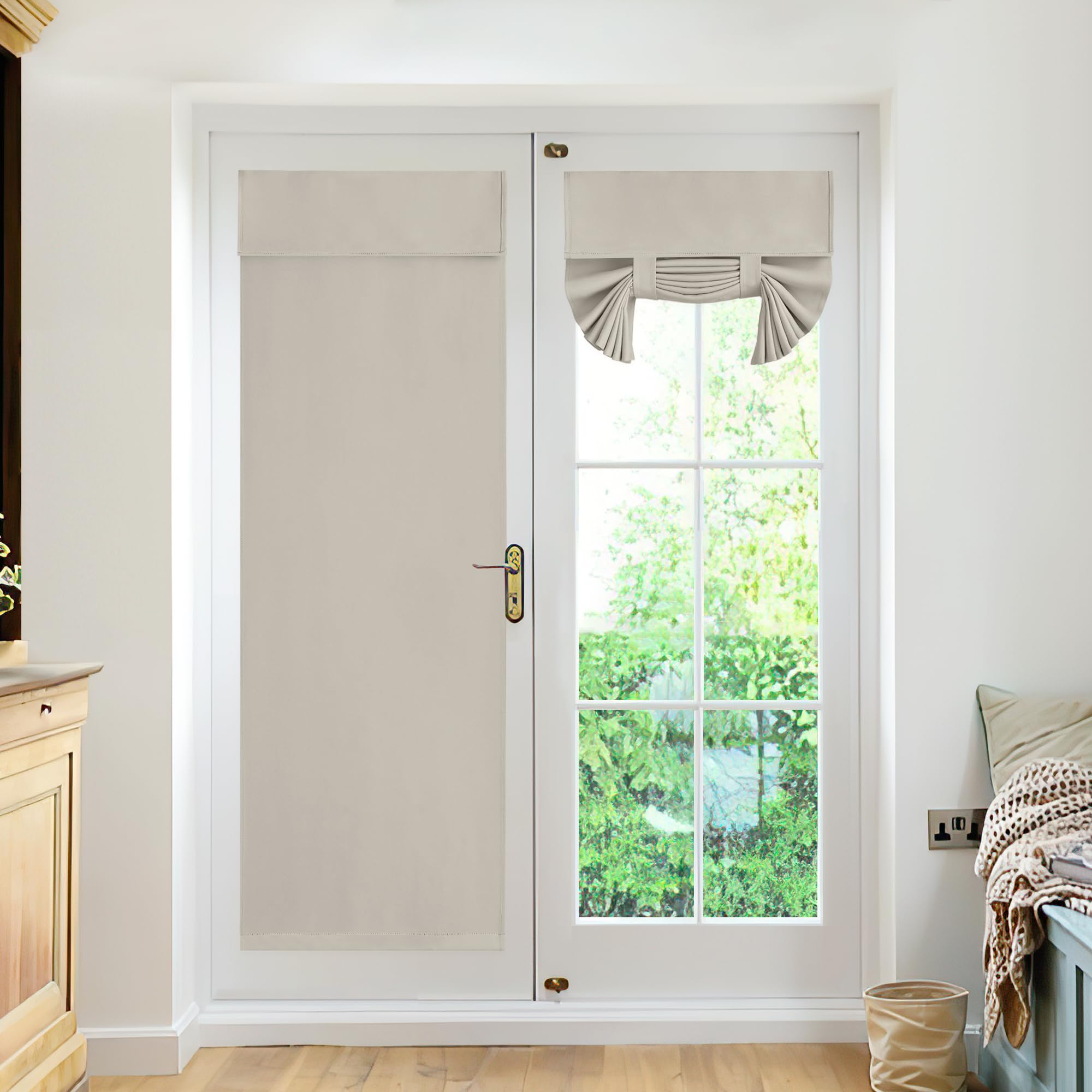 Ryb Home Blackout Door Window Curtain, Self-Ahensive Door Window Blinds Privacy Room Darkening Front Door Curtains For Glass Win