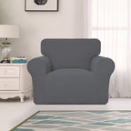 Easy-Going Stretch Jacquard Chair Couch Cover, 1-Piece Soft Sofa Cover, Sofa Slipcover With Anti-Slip Foams, Washable Furniture Protector For Kids, Pets ( Chair, Gray)