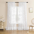 Seekright Sheer Lace Curtains 96 Inches Long 2 Panels Victorian White Floral Curtains For Living Room Bedroom Rod Pocket Light F