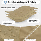 Outdoorlines Outdoor Waterproof Patio Ottoman Covers - Rectangle Uv-Proof Patio Side Table Cover Windproof Heavy-Duty Furniture Covering Protector 28L X 22W X 17H Inch, Camel