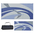 Stylish Camping 159183 9-Feet By 18-Feet Reversible Mat, Plastic Straw Rug, Large Floor Mat For Outdoors, Rv, Patio, Backyard, Picnic, Beach, Camping (Blue/Grey)
