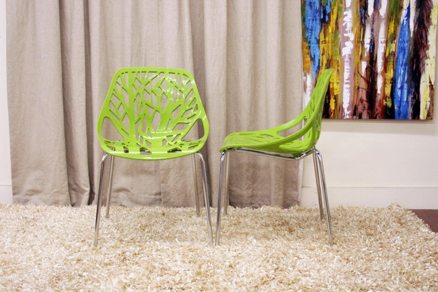 Baxton Studio Modern Birch Sapling Green Finished Plastic Dining Chair