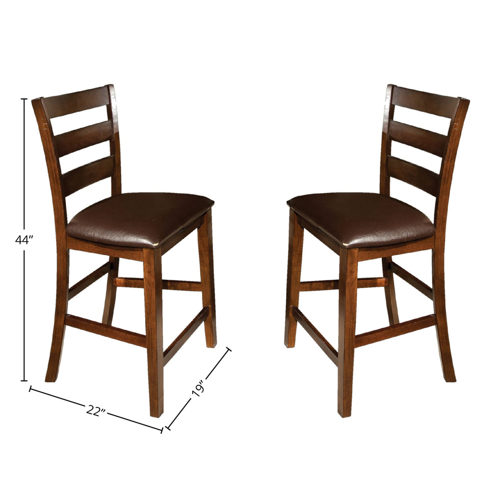 Imagio Home Kona 24" Ladder Back Barstool w/PU cushion seat, Set of 2
