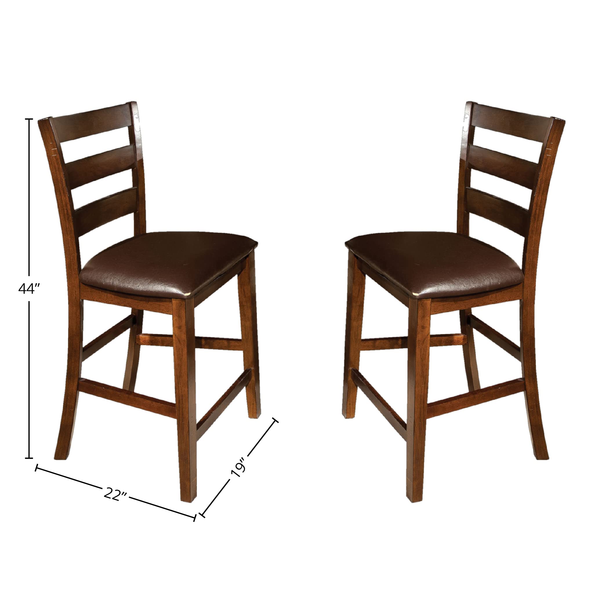 Imagio Home Kona 24" Ladder Back Barstool w/PU cushion seat, Set of 2