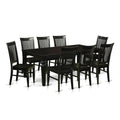 East West Furniture LGWE9-BLK-W 9 Piece Dining Room Furniture Set Includes a Rectangle Kitchen Table with Butterfly Leaf and 8 Dining Chairs, 42x84 Inch, Black