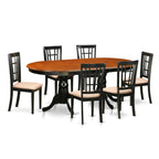 East West Furniture PLNI7-BCH-C 7 Piece Dining Room Furniture Set Consist of an Oval Kitchen Table with Butterfly Leaf and 6 Linen Fabric Upholstered Chairs, 42x78 Inch, Black & Cherry