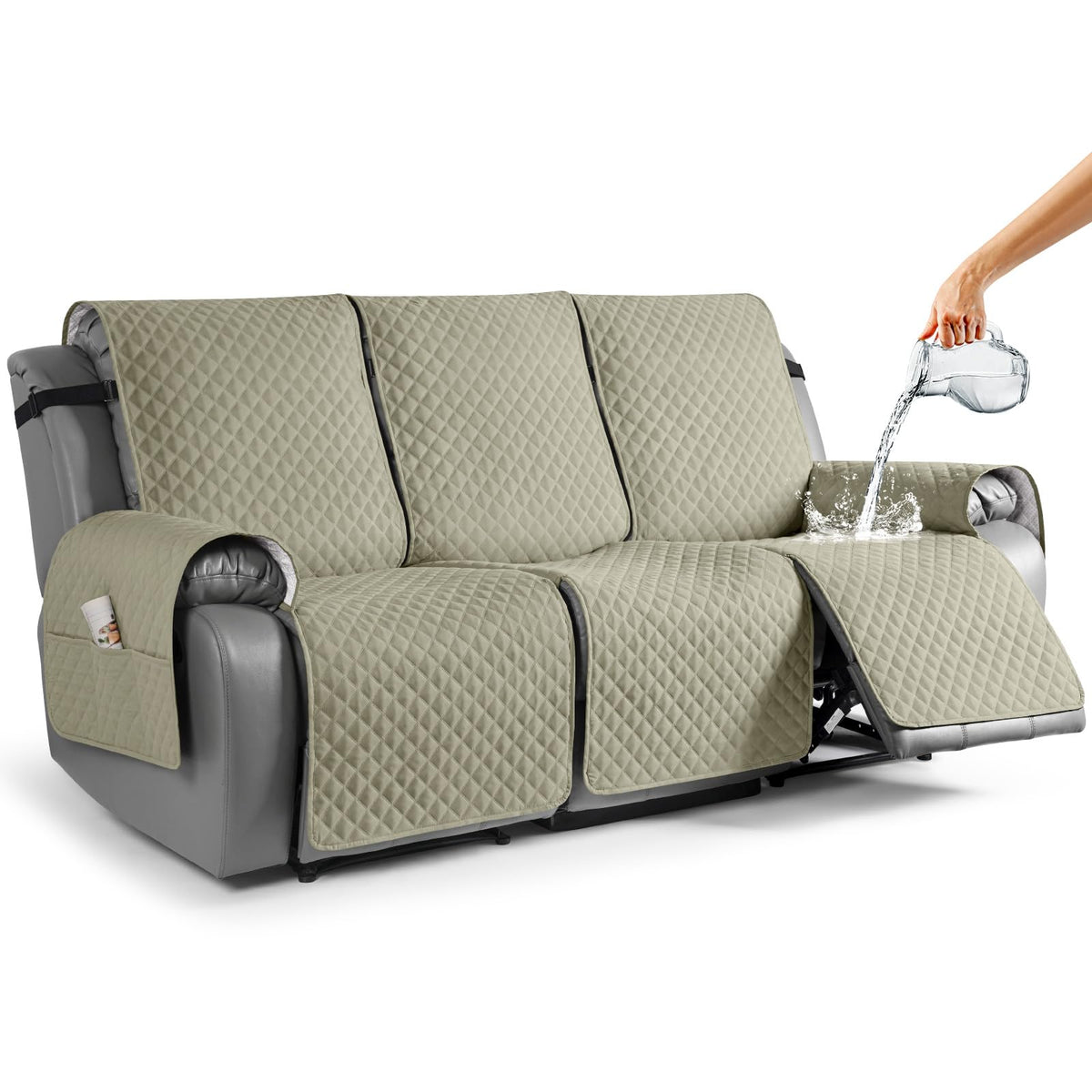 Taococo Waterproof Recliner Couch Covers Sofa Slipcover For 3 Cushion Couch, Pet Sofa Cover For 3 Seat Recliner, Washable Reclin