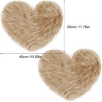 Mudder 2 Pieces Heart Shaped Rug Faux Room Fluffy Carpet Heart Shaped Door Mat For Room Bedroom, 12 X 16 Inch(Khaki)