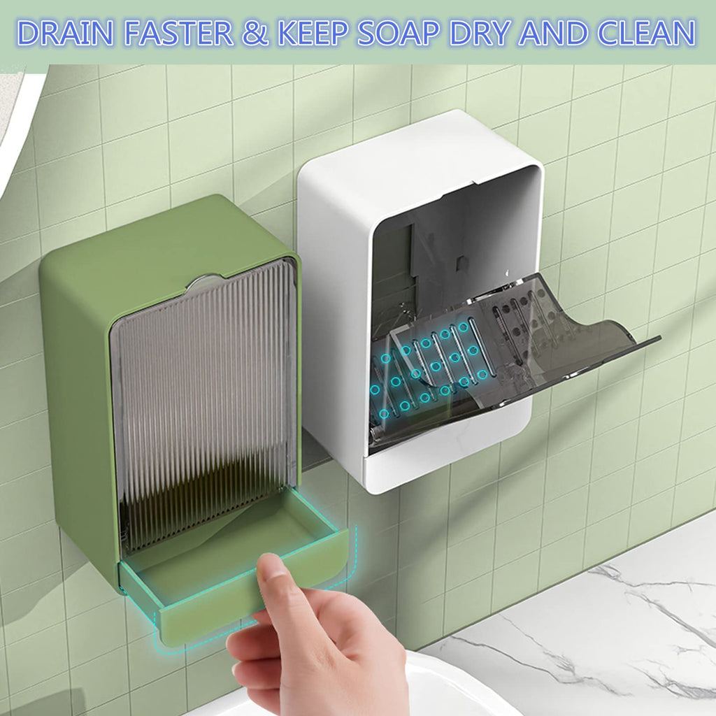 Hancelant Bathroom Soap Dishes, 2 Pack Bar Soap Holder With Drain Wall Mounted Soap Box For Shower, Bathroom, Kitchen Sink, Keep