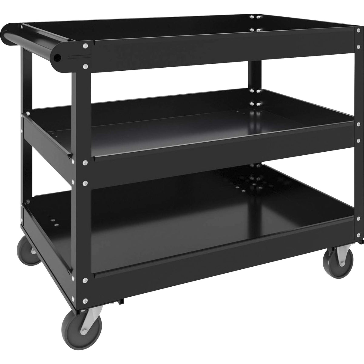 Lorell, Llr00028, 3-Shelf Utility Cart, 1 Each, Black