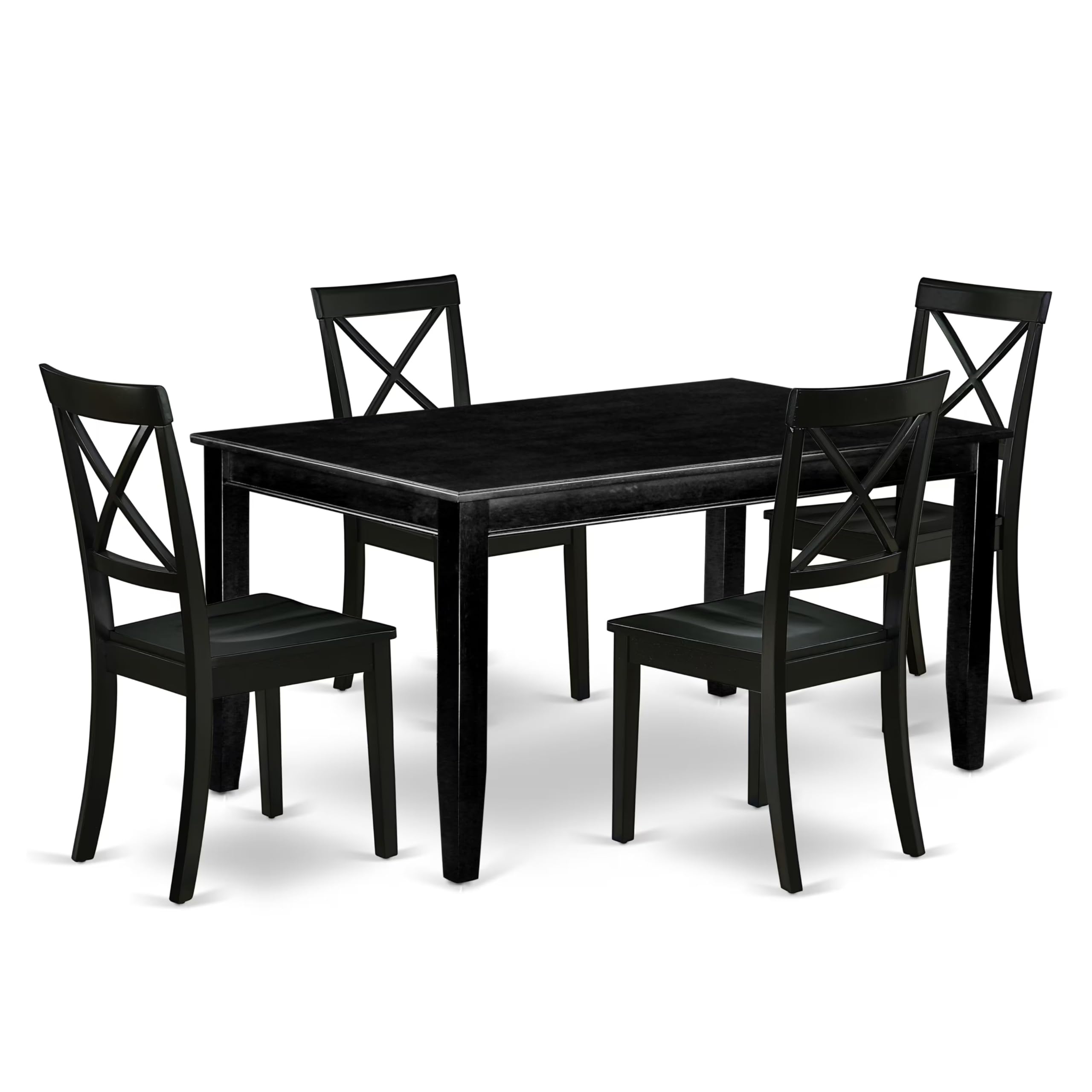 East West Furniture Dubo5-Blk-W 5 Piece Modern Dining Table Set Includes A Rectangle Wooden Table And 4 Dining Room Chairs, 36X60 Inch, Black