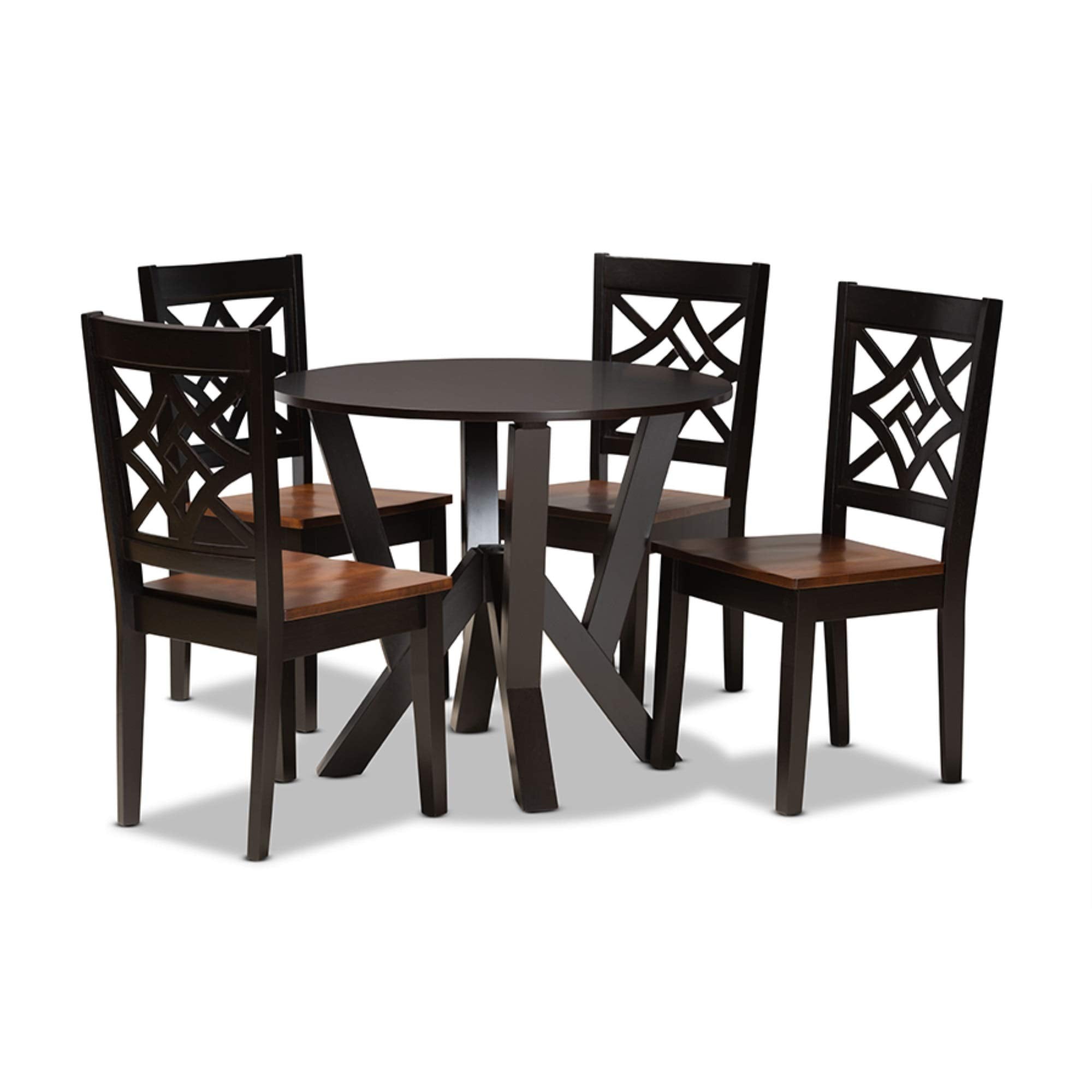 Baxton Studio Kaila Modern and Contemporary Two-Tone Dark Brown and Walnut Brown Finished Wood 5-Piece Dining Set