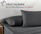California Design Den 100% Cotton King Size Pillow Cases Set Of 2, Soft & Cooling Sateen Weave King Pillow Case (Grey)