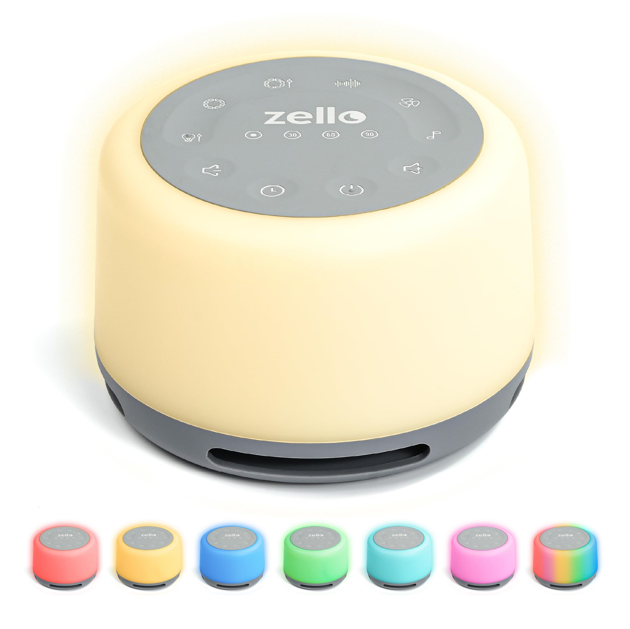 Zello | Original White Noise Machine for Babies & Adults | 30 Sounds | 7 Colour Night Light | Sleep Timer | USB Rechargeable | W