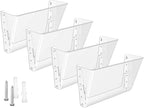 Maxgear Acrylic Wall File Organizer 4 Pockets Hanging File Holder Clear Wall Mounted Mail Organizer Holders For School, Office A