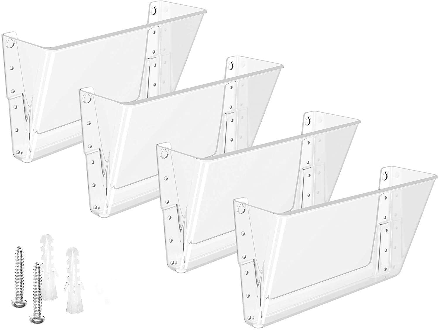 Maxgear Acrylic Wall File Organizer 4 Pockets Hanging File Holder Clear Wall Mounted Mail Organizer Holders For School, Office A