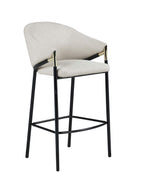 Coaster Home Furnishings Chadwick Farlow Set of 2 Pub Height Bar Stool Beige Fabric Upholstered Barstool Sturdy Metal Frame with Footrest 183437