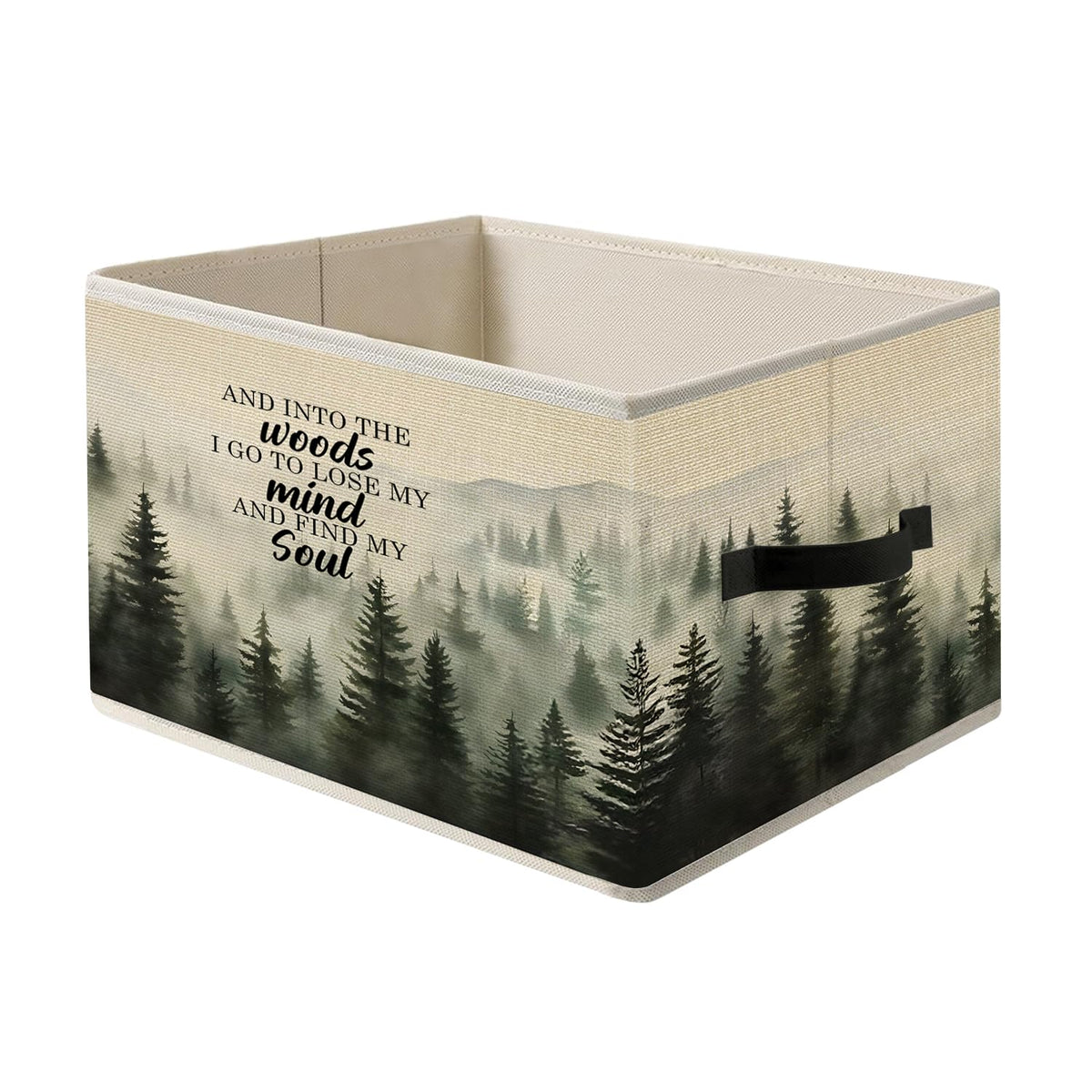 FITIE Foggy Misty Nature Forest Storage Bin Box with Handles, and into the Woods I Go to Lose My Mind Find My Soul Foldable Orga