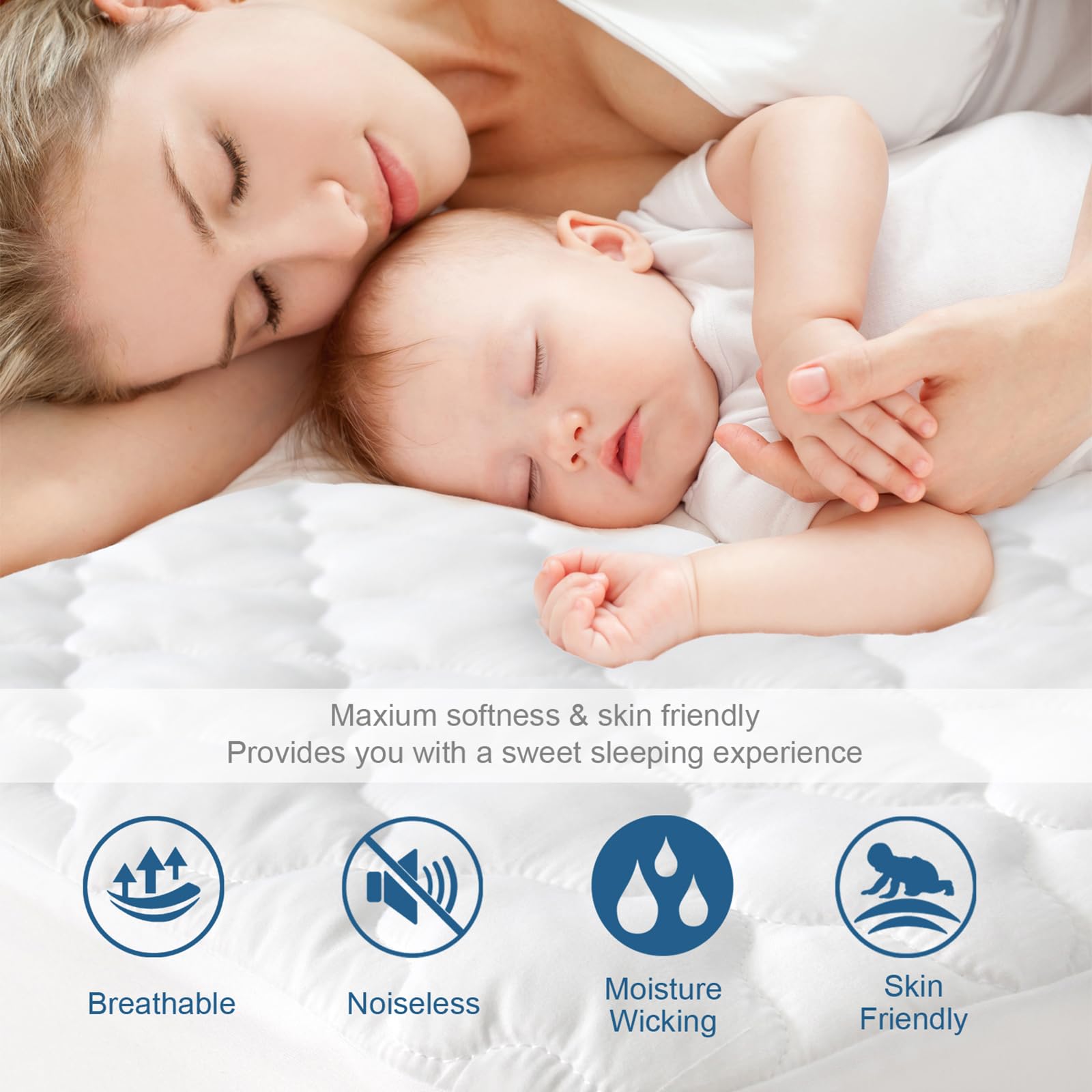 California King Mattres Protector Pad Waterproof Quilted, Breathable & Cooling California King Size Mattress Protector Cover Fit