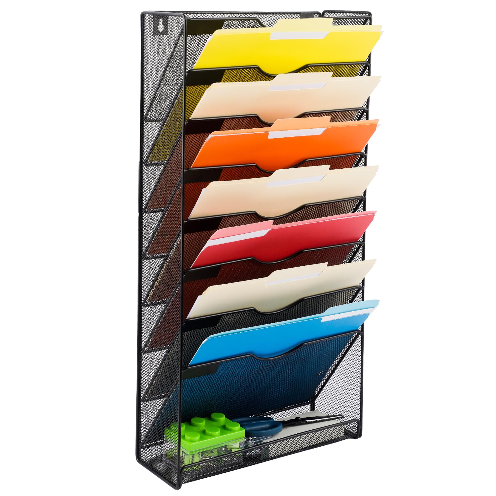 Easepres Wall File Organizer, 8 Tier Mesh Hanging Folder Organizer Wall Mount Mail Magazine Rack For Home Office