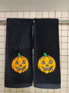 2 Pack Happy Halloween Hand Towels, 100% Soft Cotton, Basket Stuffers, (12X20 Inches) Decor Hand Towels Gift Packed, Decorative