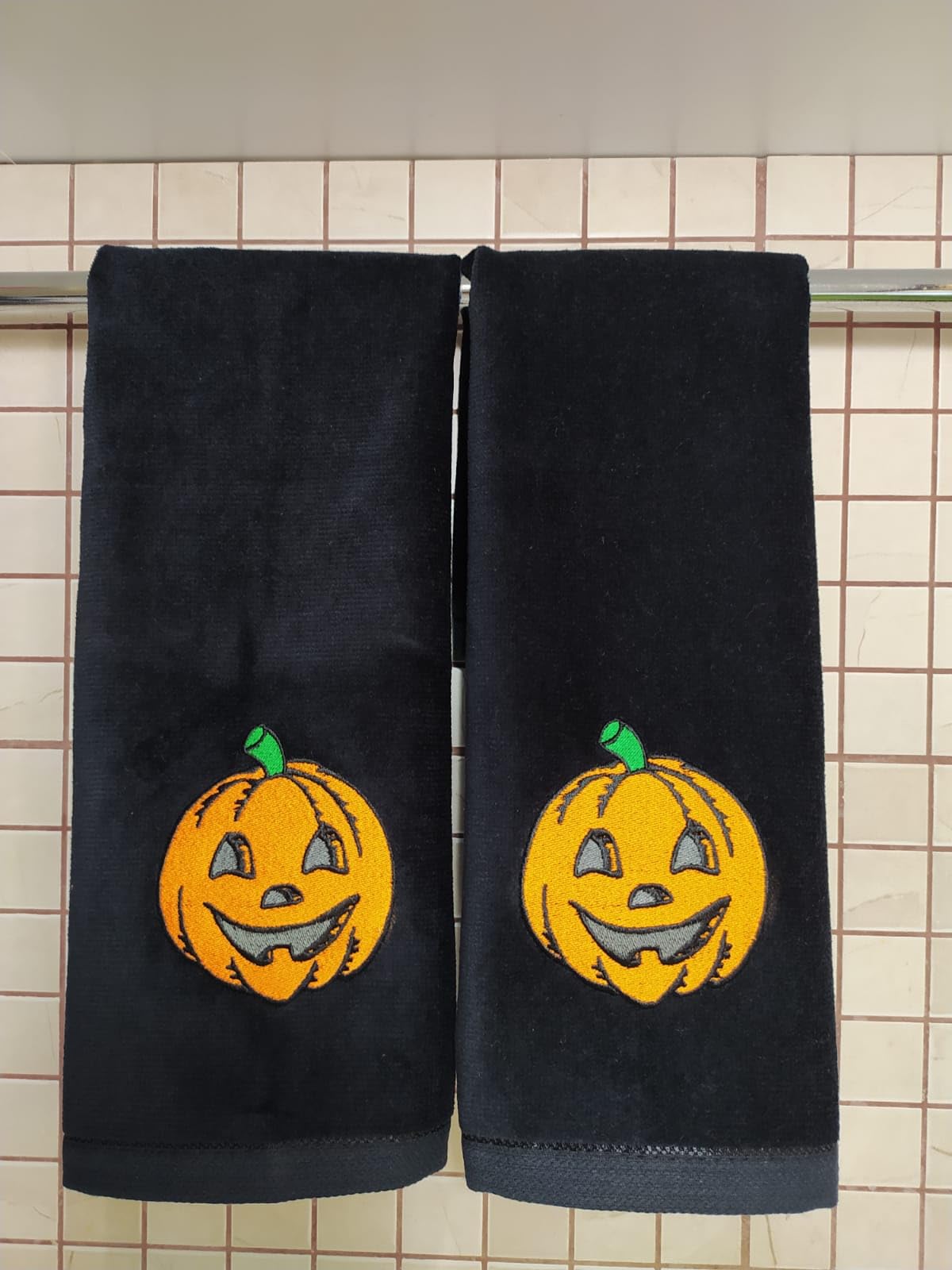 2 Pack Happy Halloween Hand Towels, 100% Soft Cotton, Basket Stuffers, (12X20 Inches) Decor Hand Towels Gift Packed, Decorative