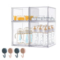 zebrater Baby Bottle Organizer-4 Pack Stackable Storage Drawers, Baby Organizers and Storage with Hooks, Clear Acrylic Multipurp