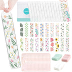 Yoppix 15 Pieces Acrylic Bookmark Blanks (3Mm) Thicken Clear Acrylic Bookmarks With 20 Pcs Floral Uv Dtf Sticker, 15 Pcs Ribbon,