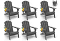 Greenvines Folding-Adirondack-Chairs-Set-Of-6 | Hdpe Plastic | Fire Pit Chair | All Weather | Cup Holder | Grey | For Deck Backyard Patio Outdoor Garden