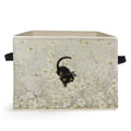 Ghoaoivo Neutral Floral Black Cat Storage Box Bins, Whimsical Botanical Black Cat Collapsible Storage Basket Organizer for Bedro
