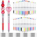 Resurhang 30 Pcs Plastic Beadable Pens 2 In 1 Stylus Bead Pen Empty Tube Floating Black Ink Bead Pens With 30 Pcs Black Refills