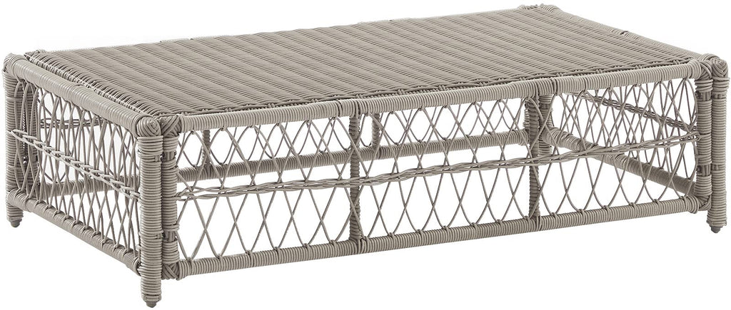 Crosley Furniture Ko70433Dw-Cr Thatcher Outdoor Wicker Coffee Table Ottoman, Driftwood With Creme Cushions