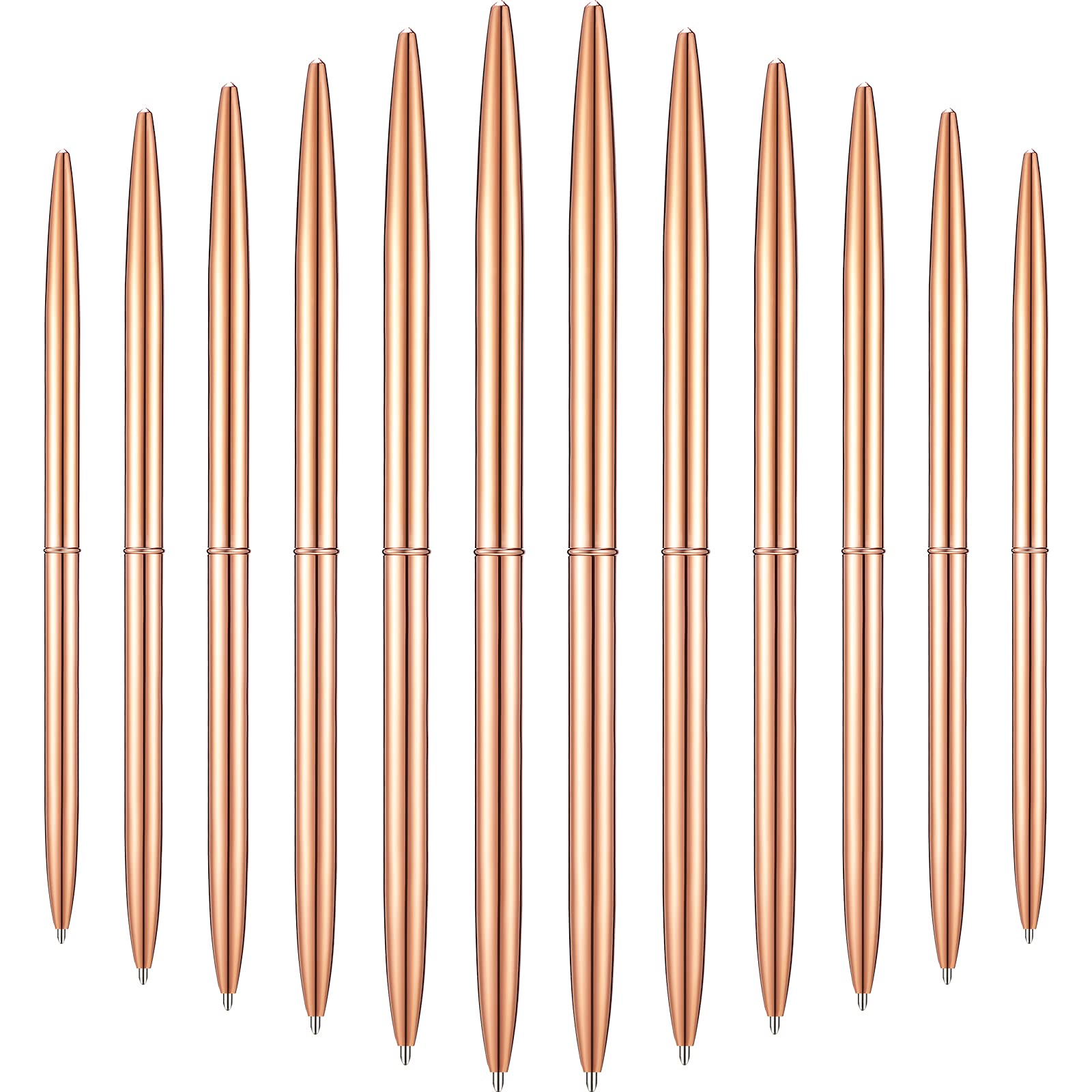 Outus 30 Pcs Rose Gold Ballpoint Pens Slim Metallic Retractable Lightweight Pens Set 1Mm Medium Point Pens For Wedding Guest Boo