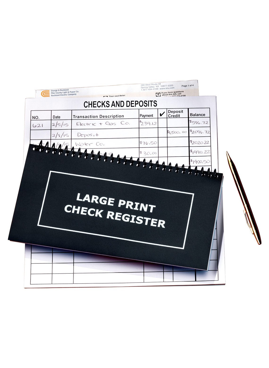 Large Print Check Register - 10' X 5.5' - Easy To Read Checkbook Ledger