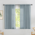 Donren Stone Blue Linen Back Tab Curtains 72 Inches Long 2 Panels Set For Guest Room - Modern Country Rod Pocket Semi Sheer Privacy Drapes Hooks Belt Pleated Light Filtering Playroom Curtains