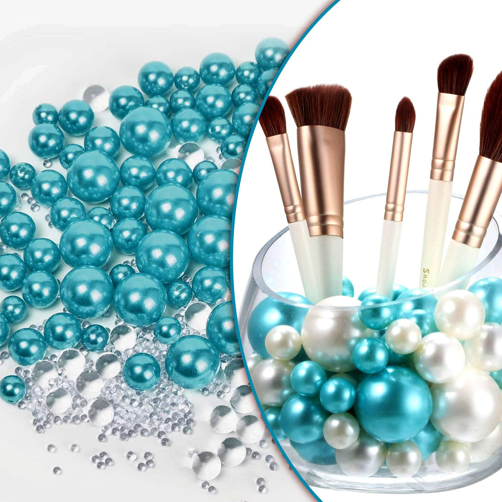 Lake Blue Floating Pearls | 150Pcs Lake Blue Pearls Bead For Centerpieces Vases, Lake Blue No Hole Beads | 8/14/20 Mm Floating B