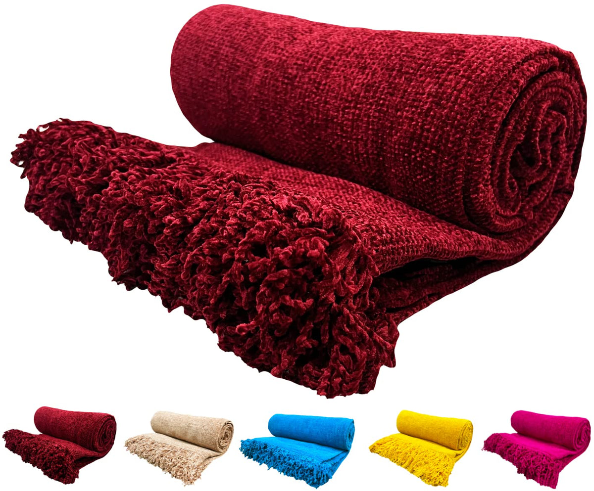 Fashion Throw Cozy Chenille Collection Sofa Throws for 3 Seater Sofa | Soft Chenille Throw for Sofa and Couch | Textilery Thro