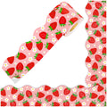 Whaline 66Ft Strawberry Fruit Bulletin Board Borders Self-Adhesive Strawberry Daisy Flower Trim Border Stickers Roll For School