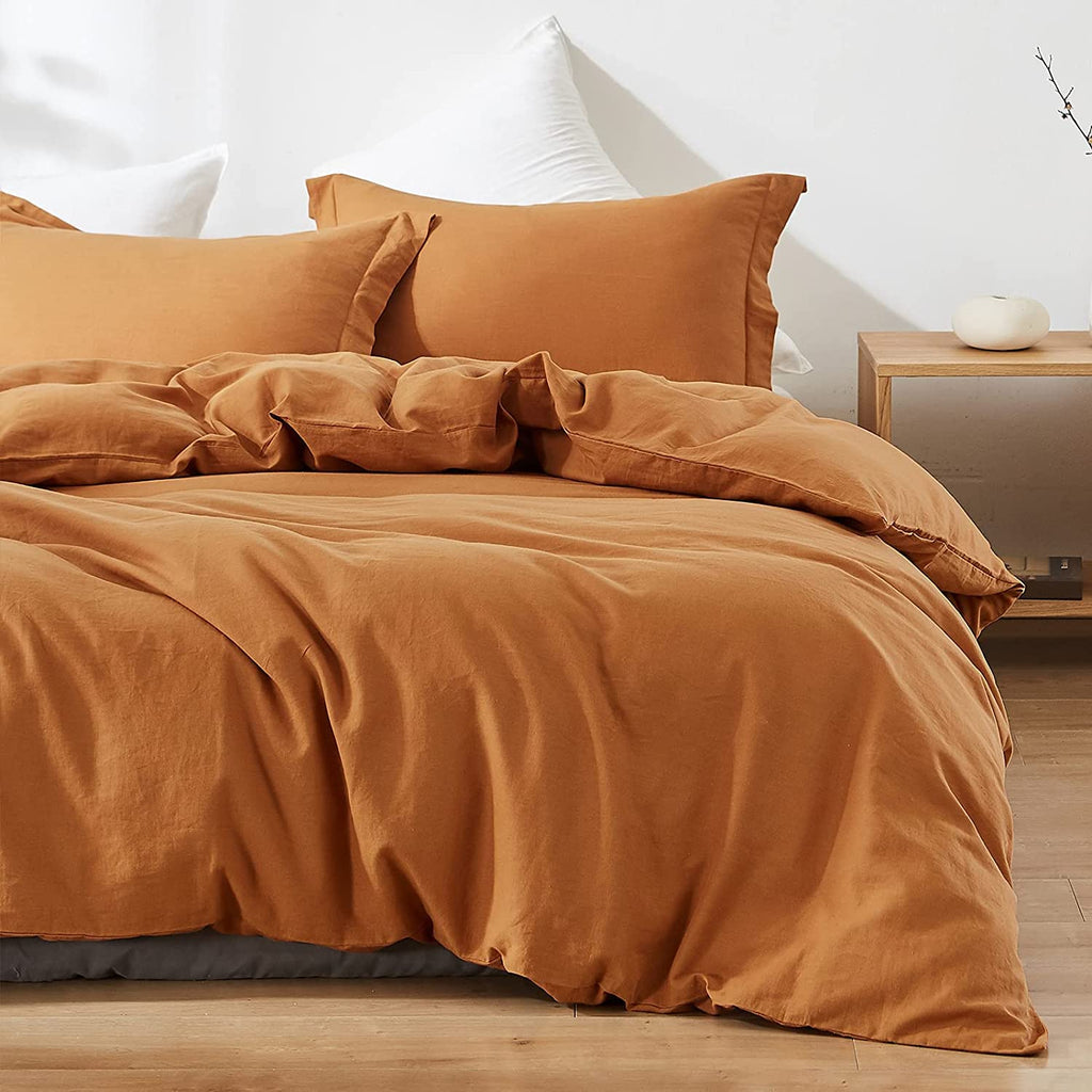 Simple&Opulence French Linen Duvet Cover Set 104''x 92''- 5 Pieces (1 Comforter Cover,4 Pillowcases)-Natural Flax Cotton Blend-S