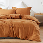 Simple&Opulence French Linen Duvet Cover Set 104''x 92''- 5 Pieces (1 Comforter Cover,4 Pillowcases)-Natural Flax Cotton Blend-S