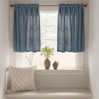 Jinchan Boho Kitchen Curtains Linen Tier Curtains 36 Inch Bohemian Cafe Curtains Geometric Striped Small Window Curtains Light Filtering Farmhouse Country Rustic For Rv Bathroom 2 Panels Blue