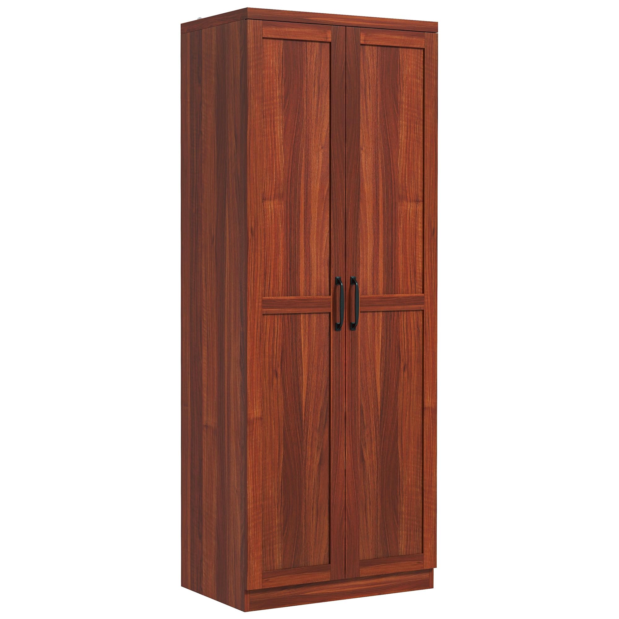 HOMCOM 63 2-Door Kitchen Pantry, Freestanding Storage Cabinet with 5-Tier Shelving and 2 Adjustable Shelves for Dining Room, Tan