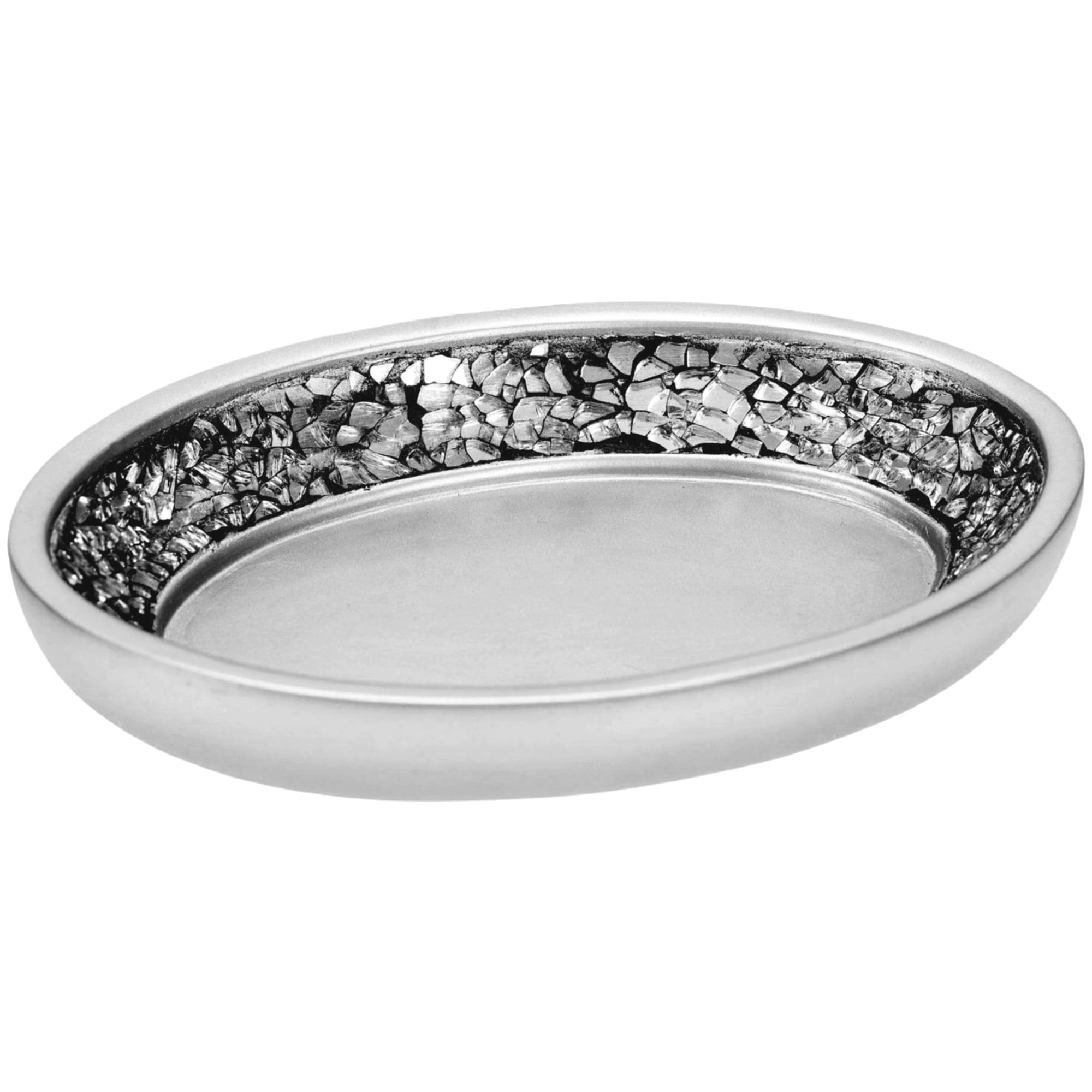 Crackled Glass Soap Dish for Bathroom, Decorative Dry Bar Soap Holder, Best Dishes for Sink/Bath/Shower Decor.