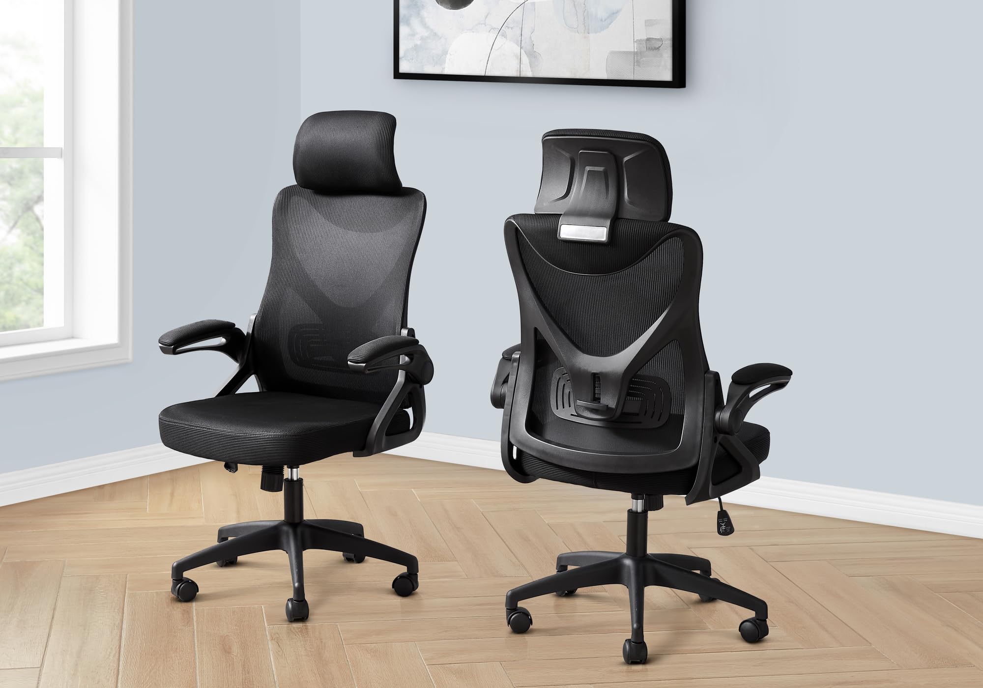 Monarch Specialties I 7334 Office Chair, Adjustable Height, Ergonomic, Swivel, Work, Black Metal
